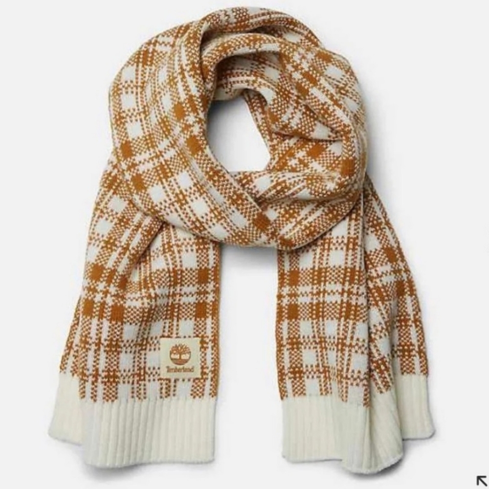 Timberland Plaid Scarf in Camel and Cream